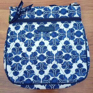 Vera Bradley Petite Double Zip Hipster Cobalt Tile NWT Crossbody Bag Blue White